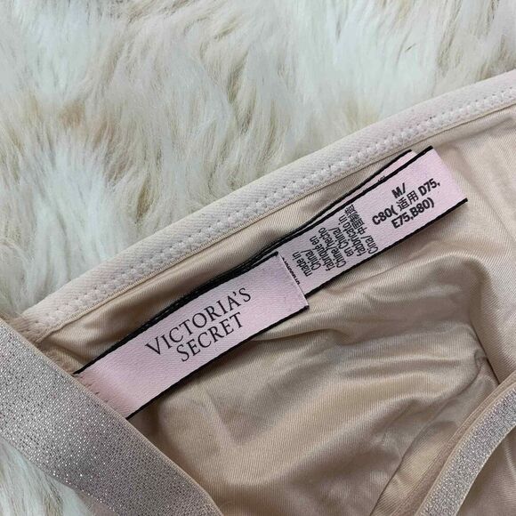 Victoria's Secret Bralette Womens Medium Light Pink Sequin Bow Star Front Clasp - Picture 4 of 5